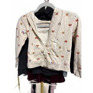 Cat & Jack Girls' Zip-Up Hoodie with Rainbow Print Large NWT